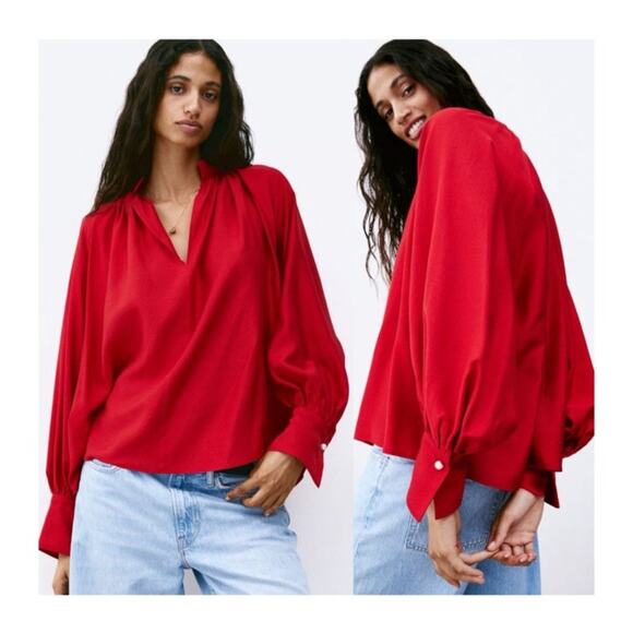 H&M Balloon-Sleeved Blouse - Picture 1 of 10
